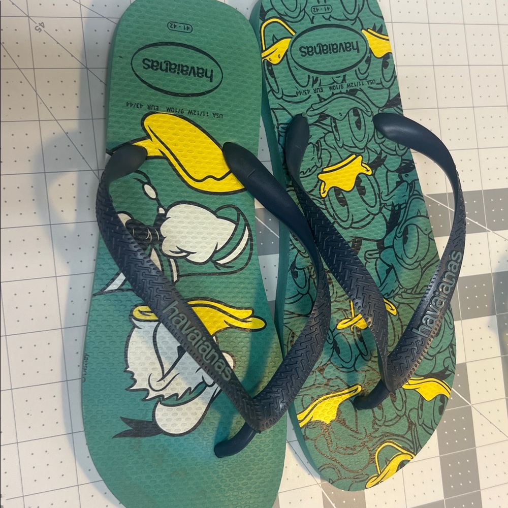 Havaianas Navy and Green Cartoon Flip Flops